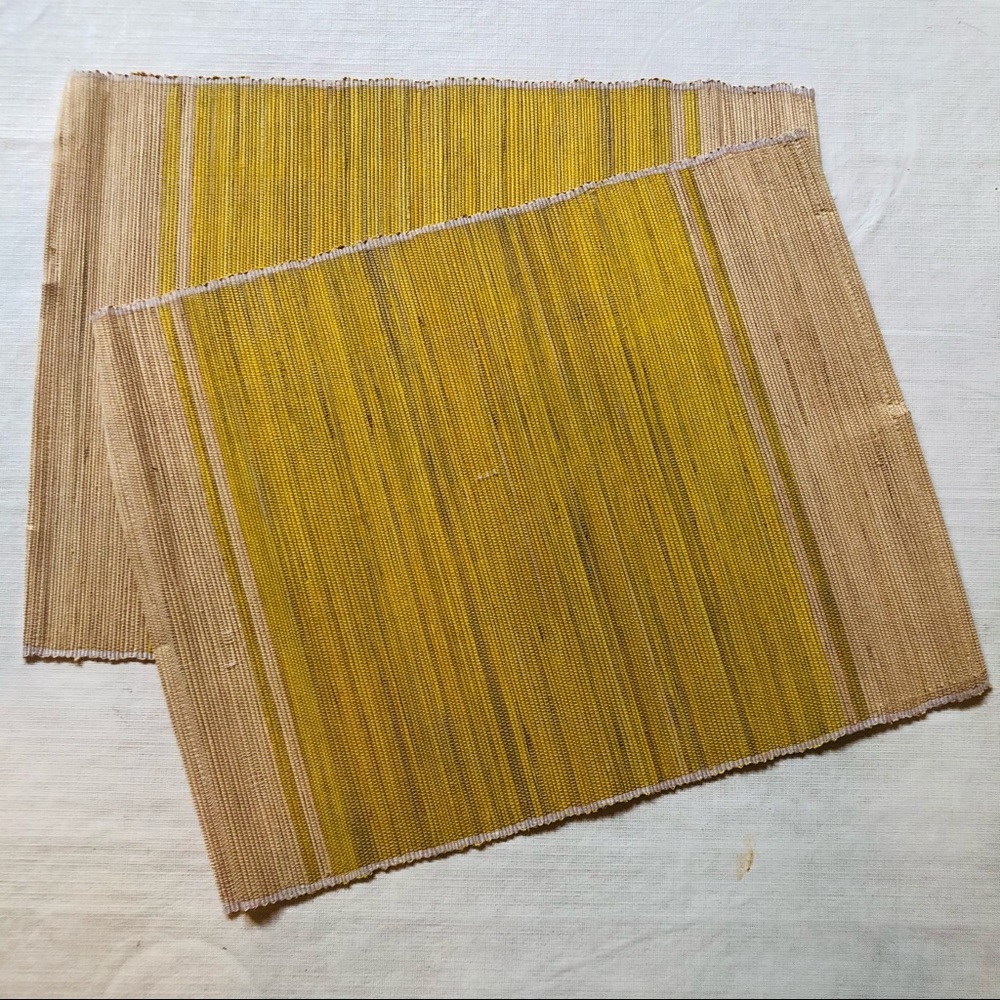 NWT Two Raffia Placemats yellow handmade